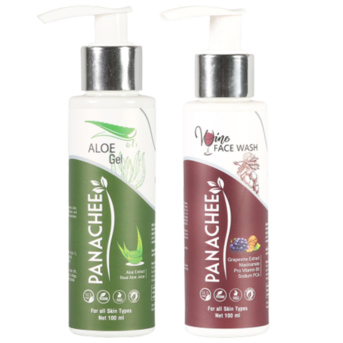 Panachee Face Care Combo with Grape Vine Face Wash, 100ml + Aloe Vera Gel, 100ml