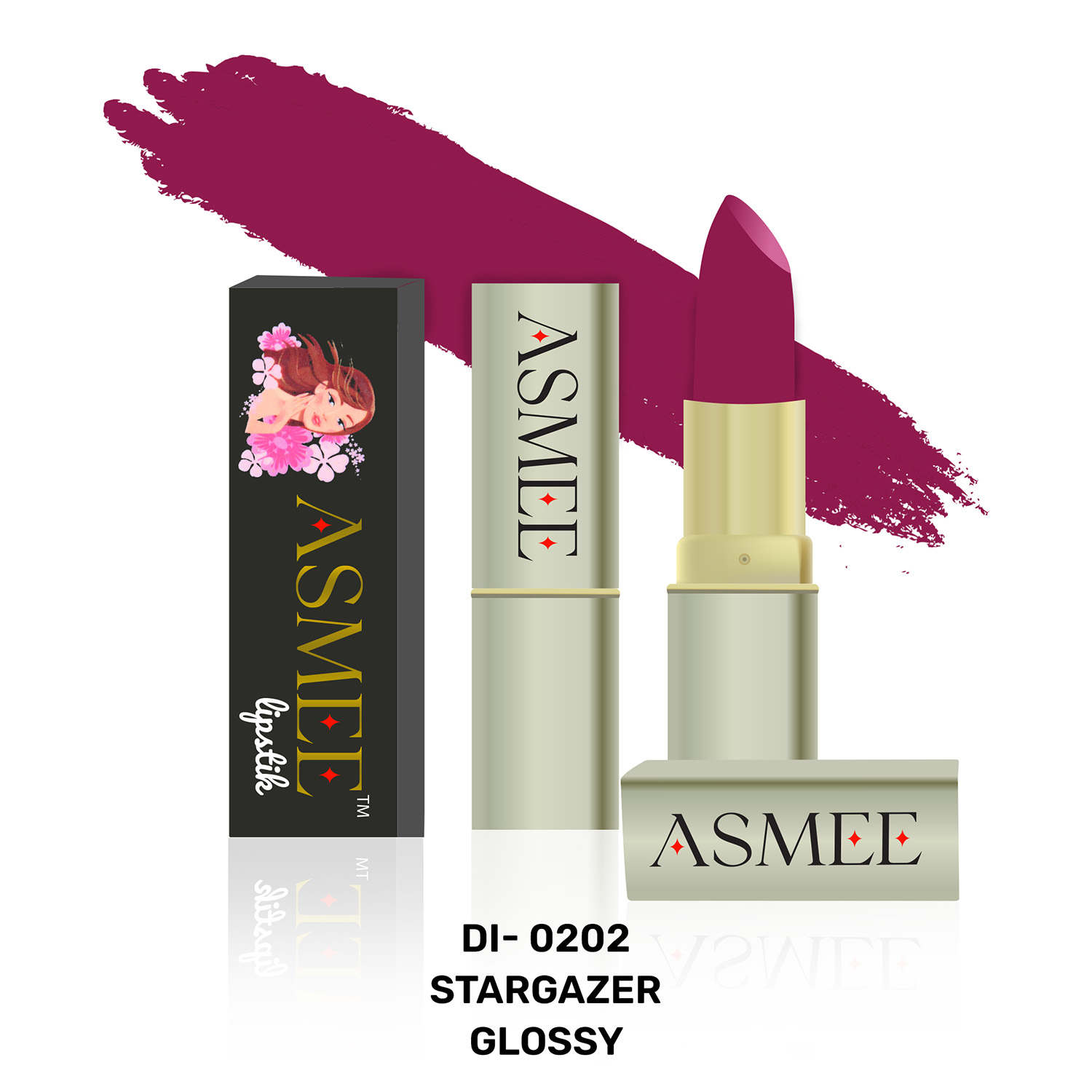 Asmee Glossy Lipstick, 4.2gm - DI-0202 Stargazer