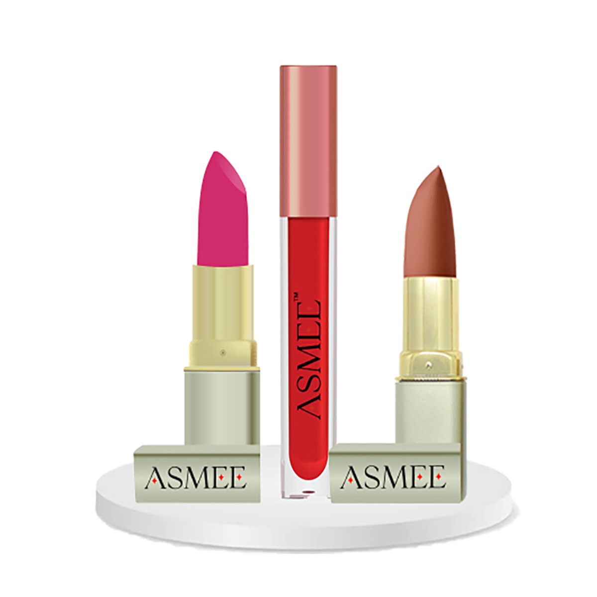 Asmee Hamper - 9 Ruby Red Liquid Lipstick + Pink Orchid Matte Lipstick + Caramel Glossy Lipstick