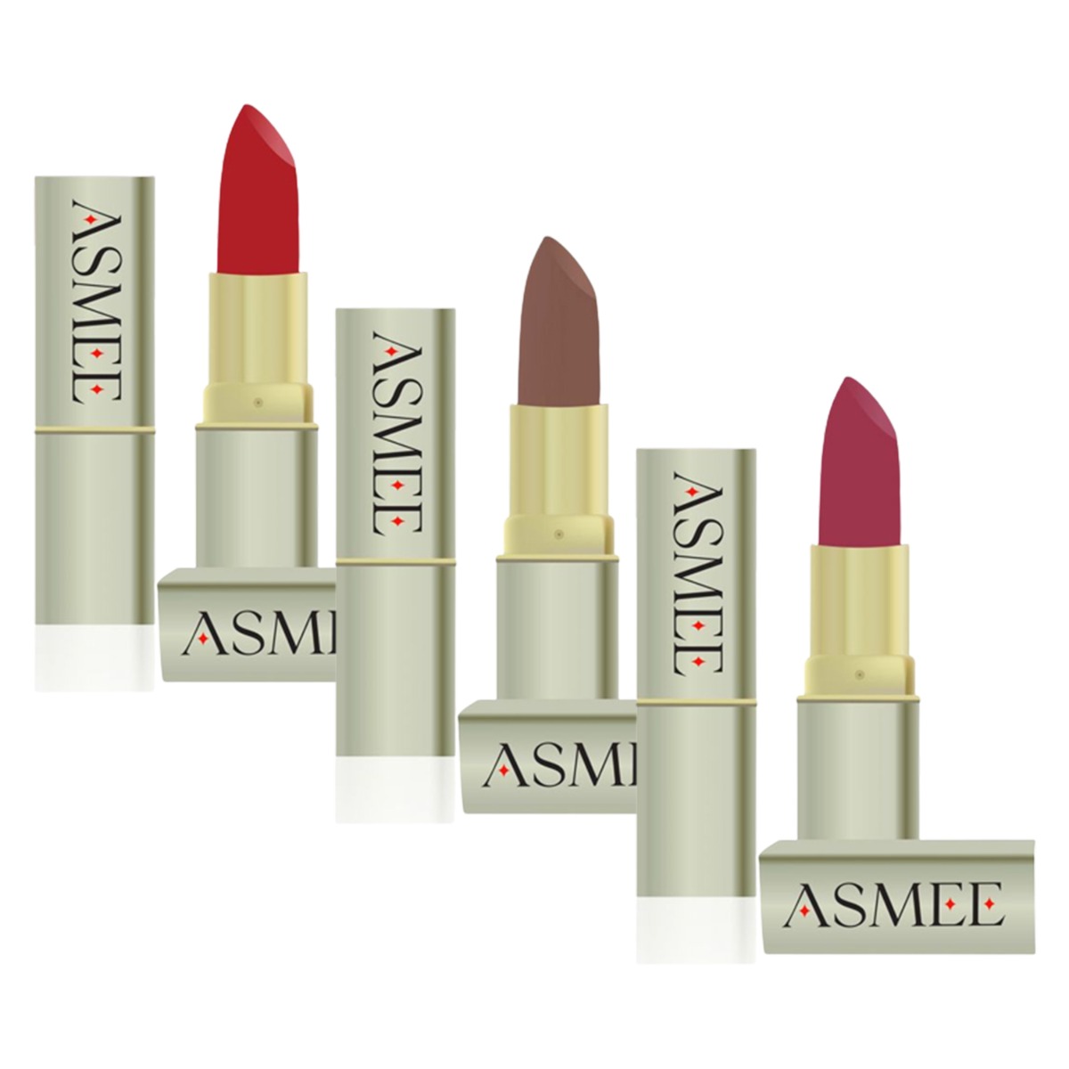 Asmee Matte Lipstick, Pack of 3,  4.2gm Each