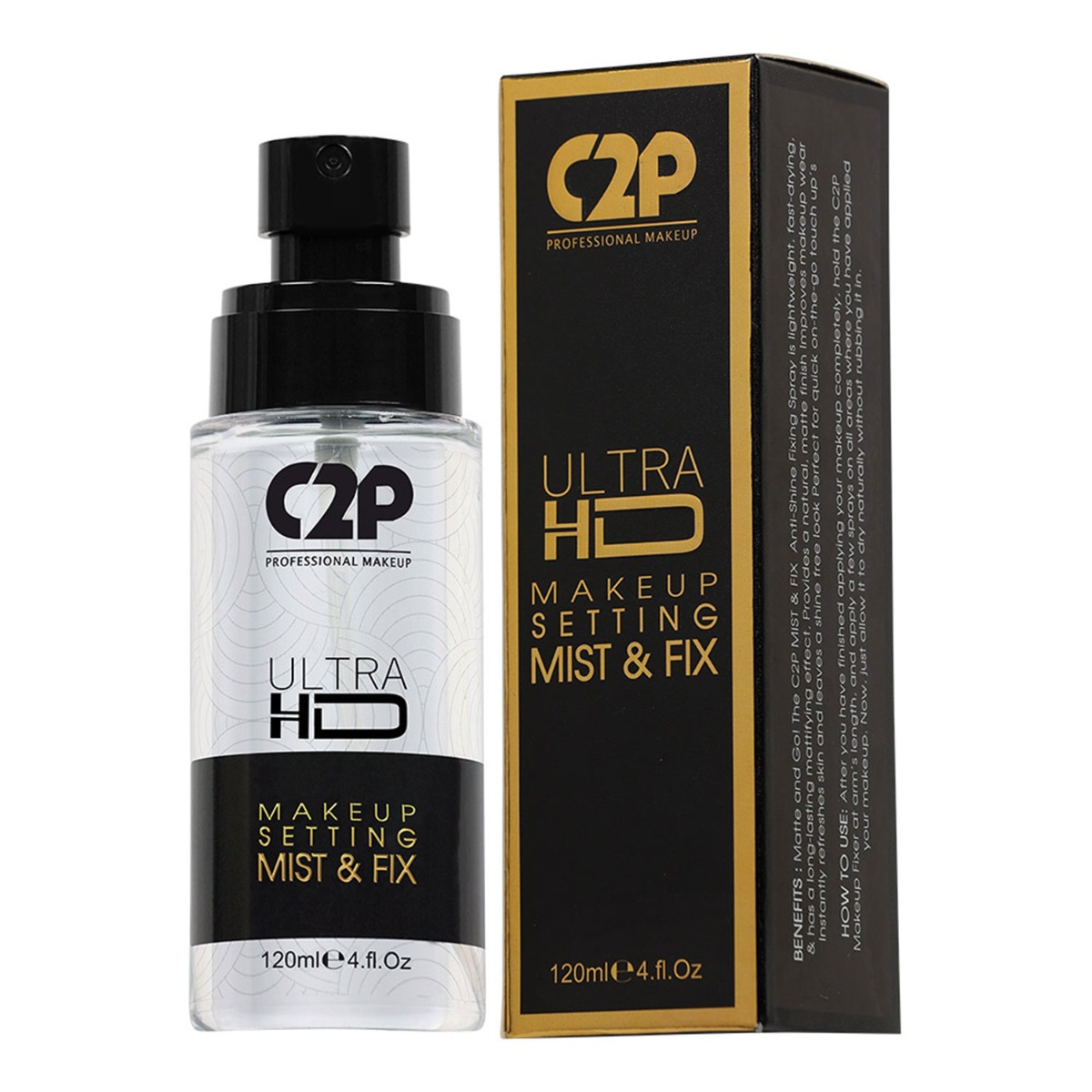 C2P Pro Ultra HD Makeup Setting Mist & Fix - Plain, 120ml