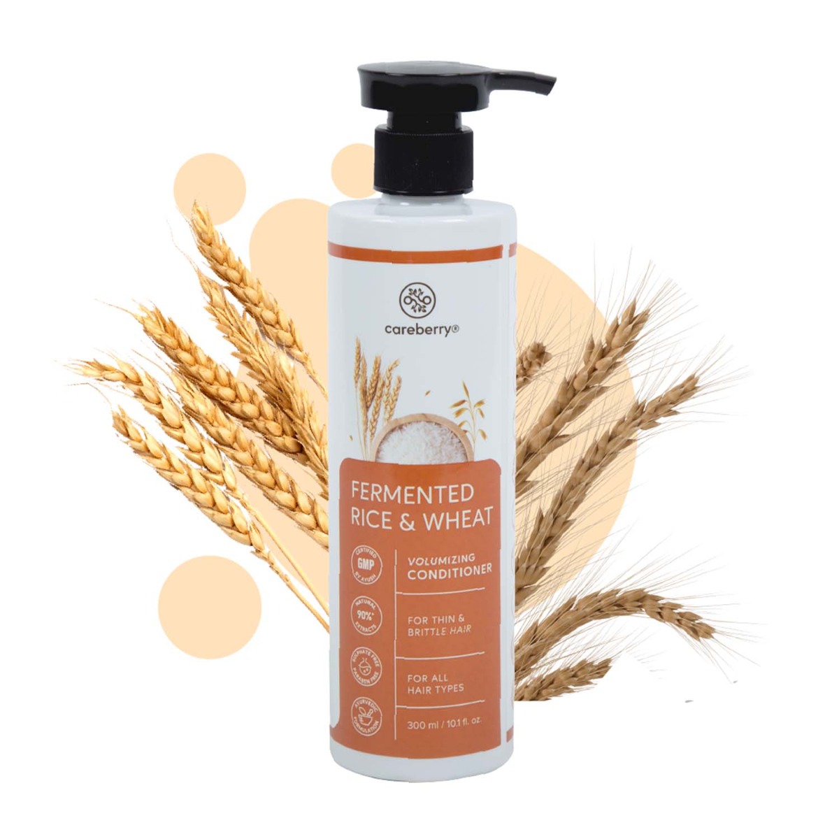 Careberry Fermented Rice Water & Wheat Volumizing Conditioner for Thin and Brittle Hair, 300ml
