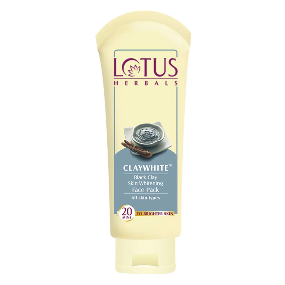 Lotus Herbals Claywhite Black Clay Skin Whitening Face Pack, 60gm