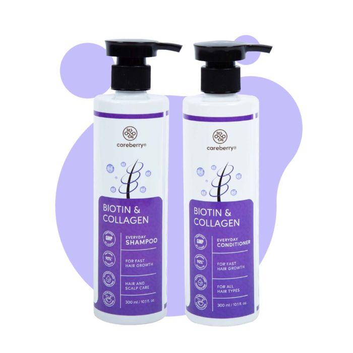 Buy Careberry Biotin & Collagen Everyday Shampoo + Conditioner for Fast Hair  Growth, Pack of 2, 600ml - Cossouq