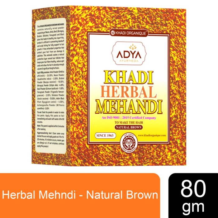 Buy Khadi Organique Herbal Mehndi - Natural Brown, 80gm - Cossouq