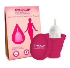 GynoCup Menstrual Cup For Women Transparent Small Size With Sterilizer Container - Combo