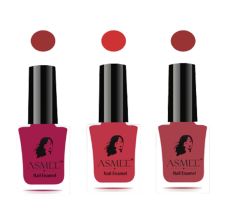 Asmee Premium Nail Polish - Lotus Pink + Maple Leaves + Pearl Pink