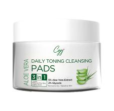 CGG Cosmetics Aloe Vera Daily Toning Cleansing Pads 3 In1 Tones, Relieves Dry Skin & Fights Acne, Minimizes Pores for Face & Neck, All Skin Types, Vegan & Fragrance Free, 50 Pads