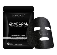 Mancode Charcoal Facial Sheet Mask With Hyaluronic Acid & Aloe Vera, 25ml