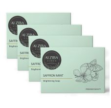 Alziba Cares Saffron Mint Skin Brightening Bathing Soap Bar, Pack of 4 x 100gm