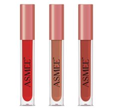 Asmee Liquid Matte lipstick - Ruby Red + Tropical Hibiscus + Berry Fantasy, 4ml Each