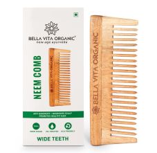 Bella Vita Organic Neem Wooden Comb Wide Teeth, 1pc