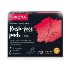 Sirona Biodegradable Super Soft Black Sanitary Pads/Napkins, Small (S) Day Pads, Pack of 10