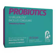 BonAyu Probiotics 1.0 Billion CFU Bacillus Coagulans Strawberry Flavour Mouth Dissolving Strips, 30 Strips