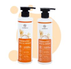Careberry Fermented Rice Water & Wheat Volumizing Shampoo + Conditioner For Thin & Brittle Hair, Pack of 2, 600ml