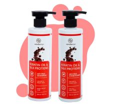Careberry Keratin Oil & Silk Proteins Anti-Frizz Shampoo + Conditioner for Dry & Frizzy Hair, Pack of 2, 600ml