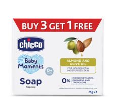 Chicco Baby Soap Almond And Olive Oil, 75gm (Pack of 4)