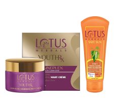 Lotus Herbals Safe Sun 3-in-1 Matte Look Daily Sunblock Pa+++ SPF 40, 100gm & YouthRx Anti Ageing Nourishing Night Creme For Women, 50gm