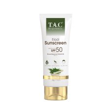 T.A.C - The Ayurveda Co. Eladi Sunscreen SPF 50 & PA+++,UVA & UVB Rays Protection For India Summers, 50gm