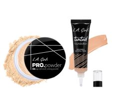 L.A. Girl Tinted Foundation - Medium Beige, 30ml & HD Pro Setting Powder - Banana Yellow, 5gm