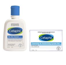 Cetaphil Cleansing And Moisturising Syndet Bar For Face & Body, 75gm & Oily Skin Cleanser Combination to Oily, Sensitive Skin, 125ml