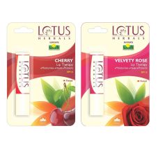 Lotus Herbals Velvety Rose & Cherry Lip Tinted Therapy SPF 15, 4gm Each