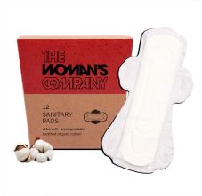 The Woman's Company Night Sanitary Pads Organic Biodegradable Heavy Flow, 100% Cotton Regular Pad - 12 Pads