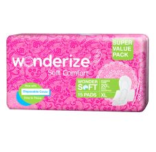 Wonderize Soft Comfort XL Size Sanitary Napkins, 15 Pads