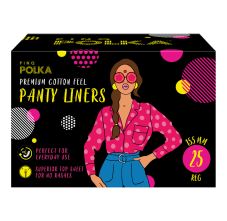 PINQ Polka Premium Cotton Feel Pantyliners With Individual Disposable Pouch, Pack of 25