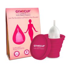 GynoCup Menstrual Cup For Women Transparent Medium Size With Sterilizer Container - Combo