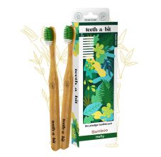 teeth-a-bit The Pledge Bamboo Toothbrush Adults Hefty Handle Anti-plaque Medium Bristles - Pack Of 2