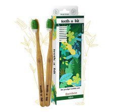 teeth-a-bit The Pledge Bamboo Toothbrush Adults Slim Handle Gum Sensitive Soft Bristles - Pack Of 2