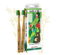 teeth-a-bit The Pledge Bamboo Toothbrush Kids 9-12 Years Slim Handle With Gum Sensitive Soft Bristles - Pack Of 2