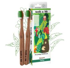 teeth-a-bit The Pledge Neem Toothbrush Kids 9-12 Years Hefty Handle With Gum Sensitive Soft Bristles - Pack Of 2
