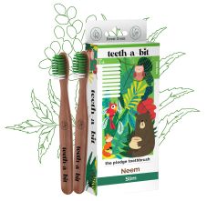teeth-a-bit The Pledge Neem Toothbrush Kids 5-8 Years Slim Handle With Gum Sensitive Soft Bristles - Pack Of 2