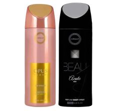 Armaf Beau Acute For Men & Opus Femme For Women Perfume Body Spray , 200ml Each