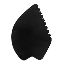 Getmecraft Black Obsidian Leaf Shape Gua Sha Facial Massage Tool with Teeth Shape Edges, 1pc
