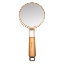 Majestique Handle Mirror For Makeup with Gold Finesse 8 Inch For Travel - Golden, 1Pc
