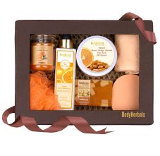 BodyHerbals Natural Orange Essential Skincare Gift Set For Women And Men, Set of 7 Pcs