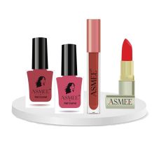 Asmee Hamper - 11 Maple Leaves Premium Nailpolish + Tangerine Matte Lipstick + Sakura Classic Nailpolish + Maroon Petunia Liquid Lipstick