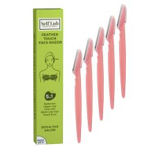 Self Lub Feather Touch Face Razor for Pain Free Hair Removal for Face & Eyebrow - Pink, 5 Razors