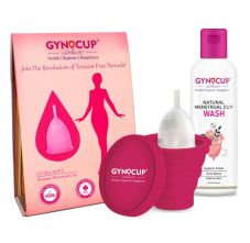 GynoCup Menstrual Cup For Women Transparent Medium Size With Wash And Sterilizer Container - Kit