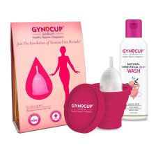 GynoCup Menstrual Cup For Women Transparent Small Size With Wash And Sterilizer Container - Kit