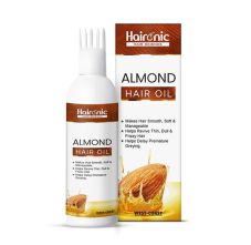 Haironic Hair Science Almond Hair Oil - Makes Hair Smooth, Soft & Manageable, Helps Revive Thin, Dull & Frizzy Hair, 100ml