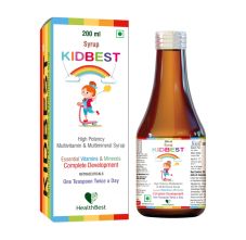 HealthBest Kidbest Multivitamin & Multimineral Syrup for Kids with Pencils, 200ml - With a Box of Eco Friendly Pencils