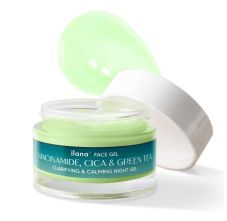 Ilana Clarifying and Calming Night Gel with 3% Niacinamide, Green Tea and Cica, For acne free and nourished skin, 50ml