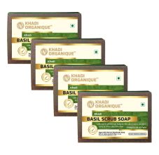 Khadi Organique Basil Scrub Soap - Pack Of 4, 500gm