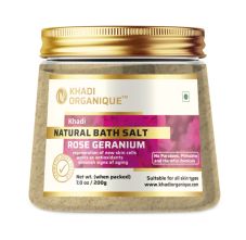 Khadi Organique Rose Geranium Natural Bath Salt, 200gm