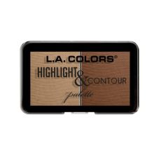 L.A. Colors Highlight & Contour Palette, Medium to Tan, 7gm