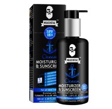 Muuchstac Ocean Moisturizer & Sunscreen SPF 18+ Matte Look Cream with Turmeric & Aloe Vera, 100ml
